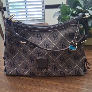 Dooney & Bourke Black and Brown Monogram Shoulder Bag
